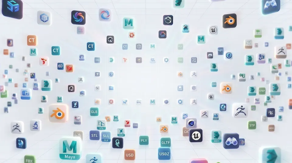 3D content support with common software and asset format icons