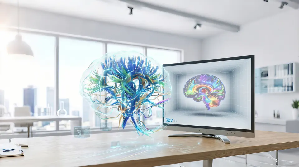 27 inch 3DV Pro Display showing glasses-free 3D spatial content in a professional workspace